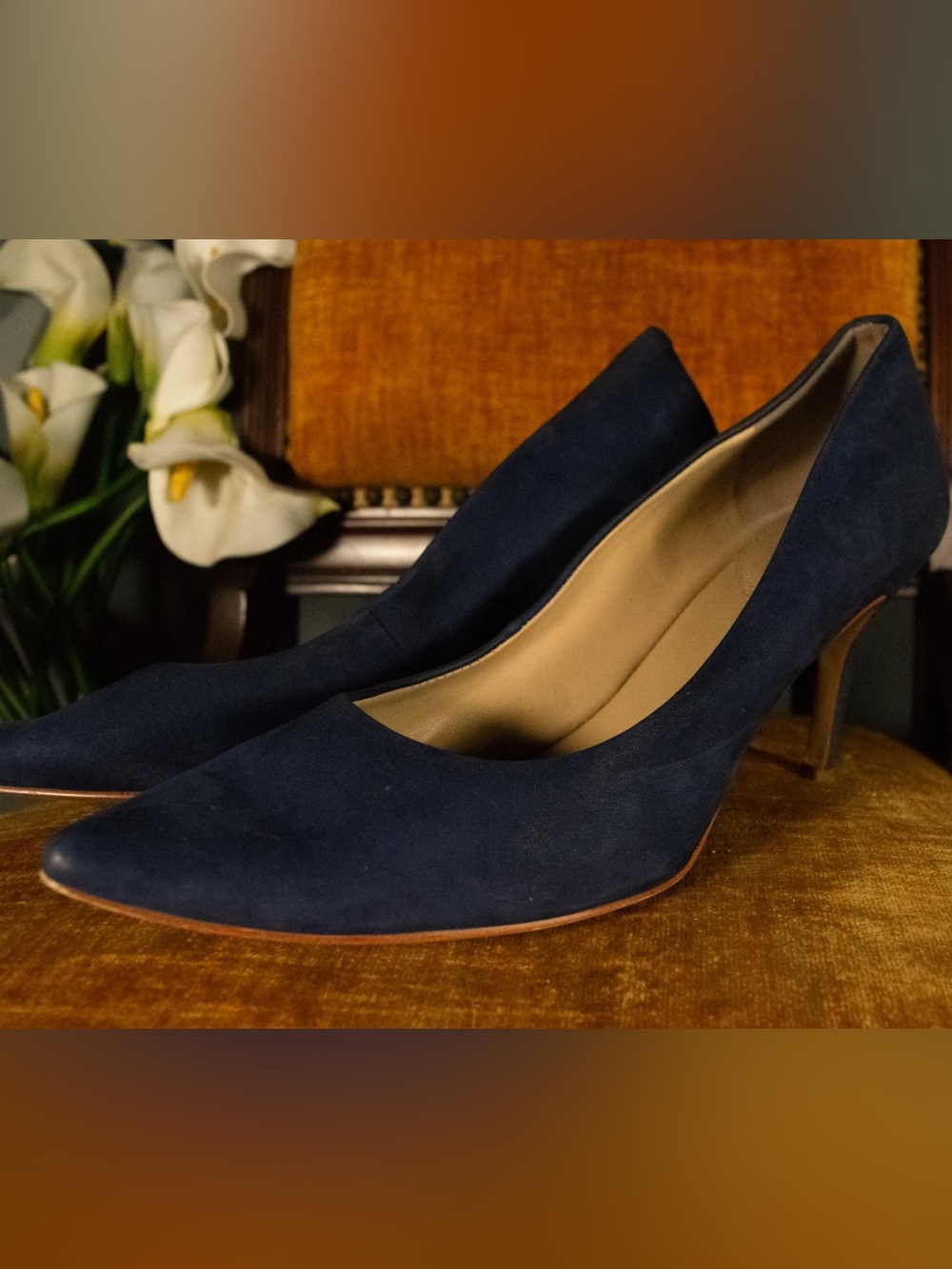 SIZE 11 ALDO Flex Navy Blue Suede Pointed Toe Pumps